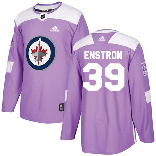 Adidas Jets #39 Tobias Enstrom Purple Authentic Fights Cancer Stitched NHL Jersey - Click Image to Close